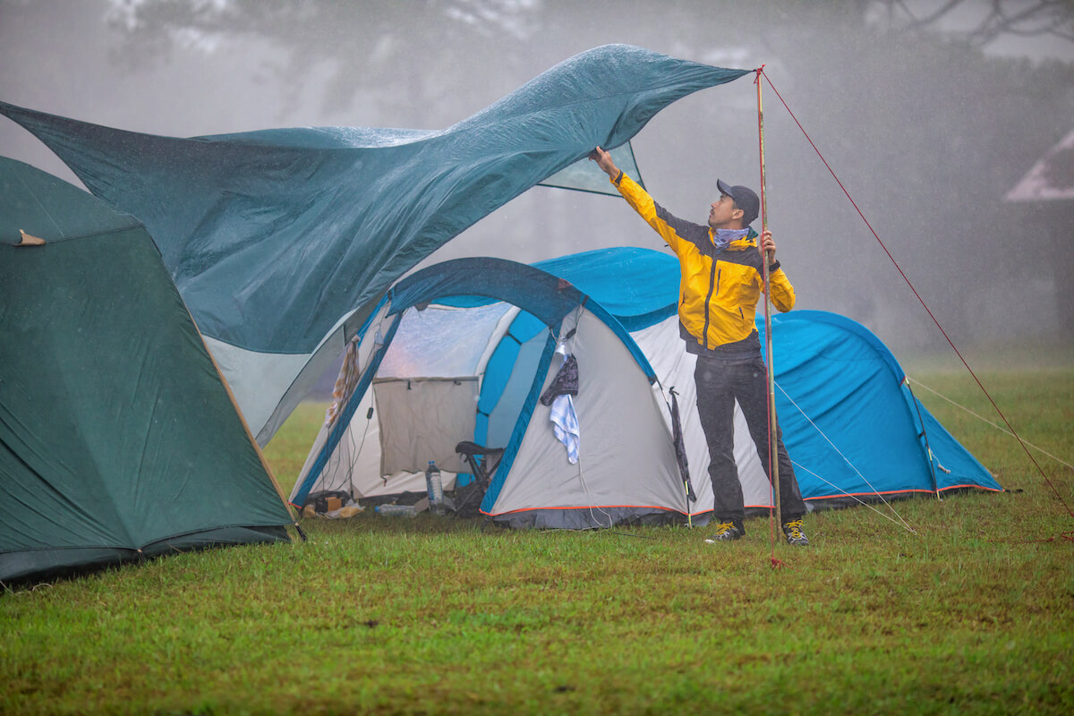 how to camp in rain