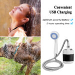 KE-801 Handheld Portable Camping Shower Kit USB Rechargeable with Hose (8)