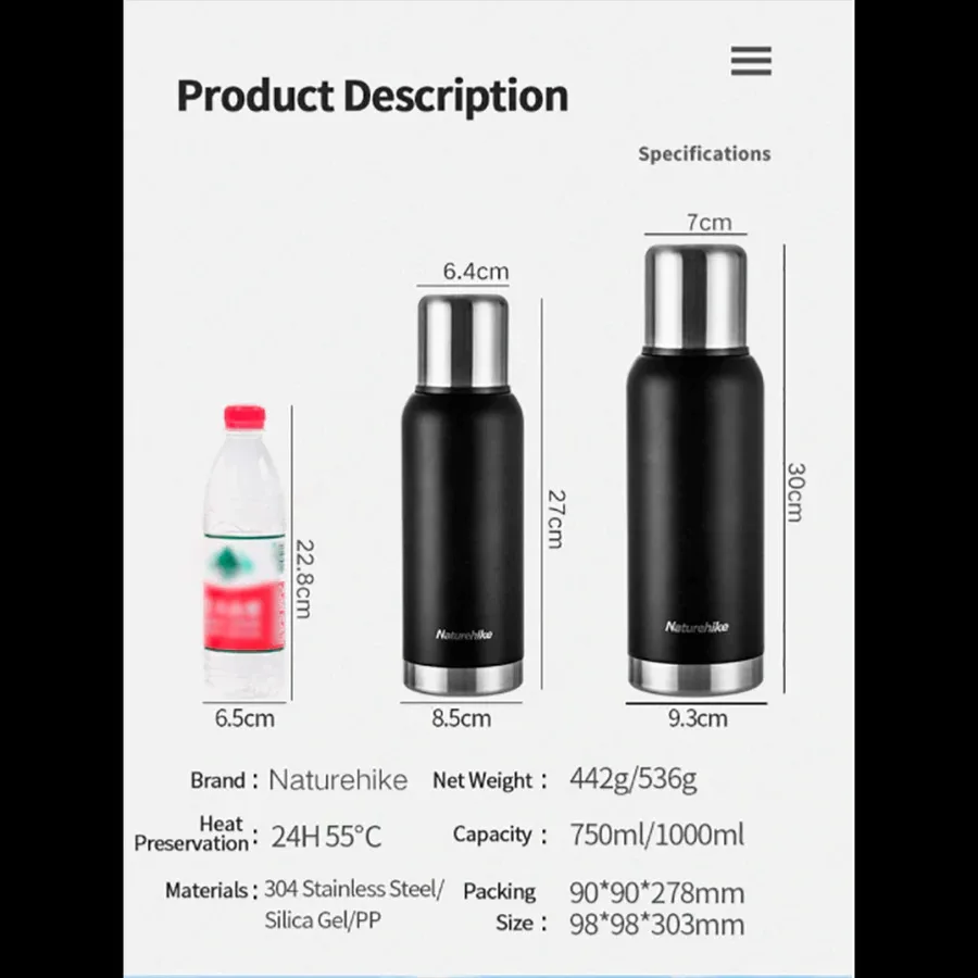 فلاسک کمپینگ نیچرهایک مدل Q-9H Vacuum Bottle - Image 5