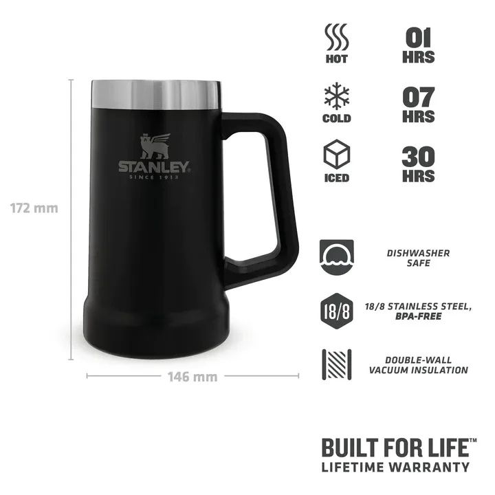 لیوان سفری دسته دار استنلی مدل Adventure Big Grip Beer Stein 700mL - Image 7