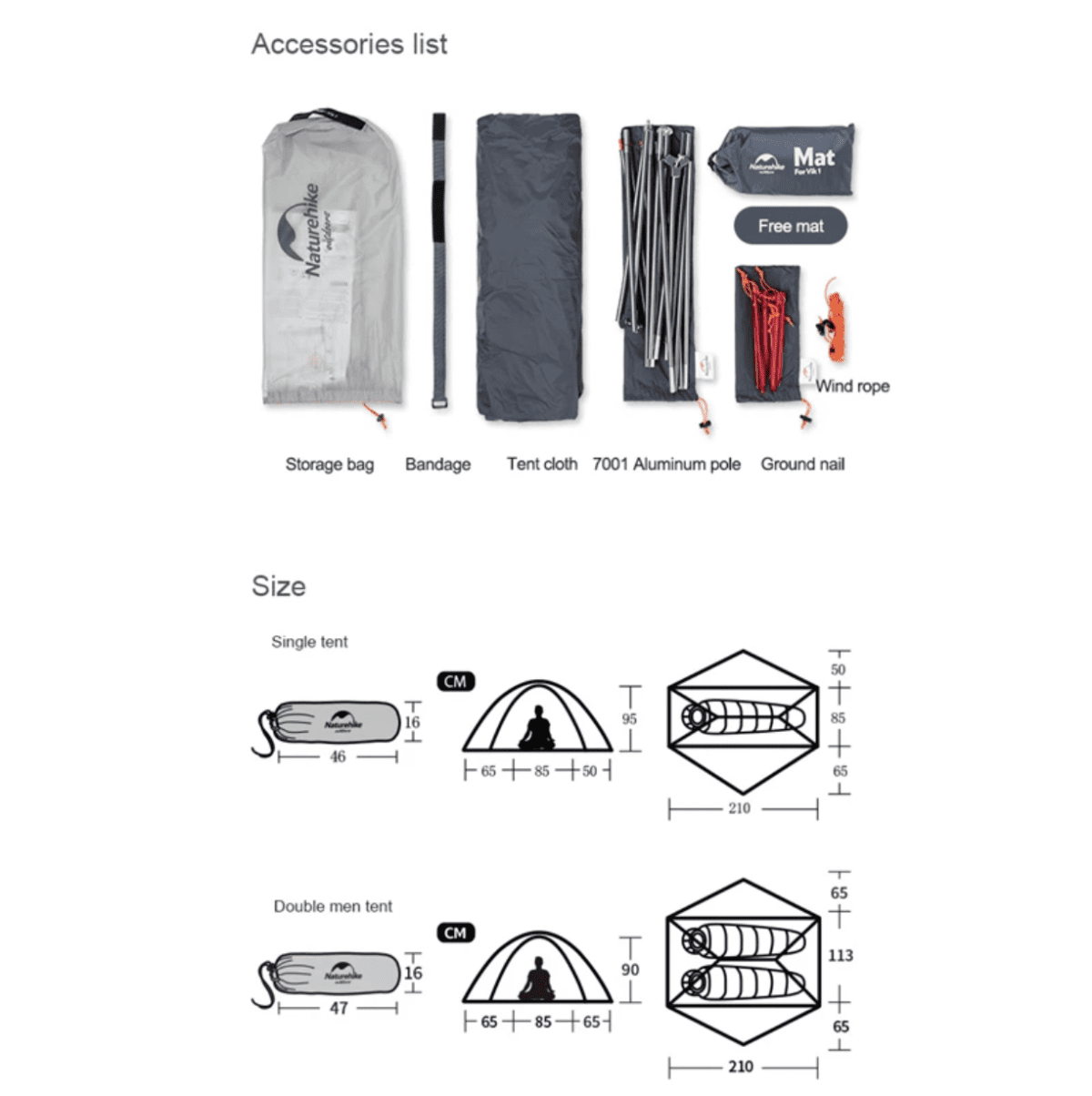 چادر یک نفره نیچرهایک مدل VIK Series Ultralight