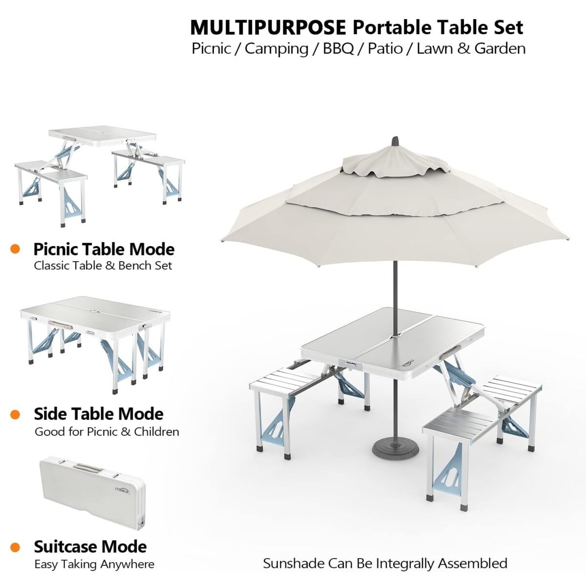 میز و صندلی تاشو آلومینیومی کمپینگ 4 نفره مدل Folding Picnic Table (3)