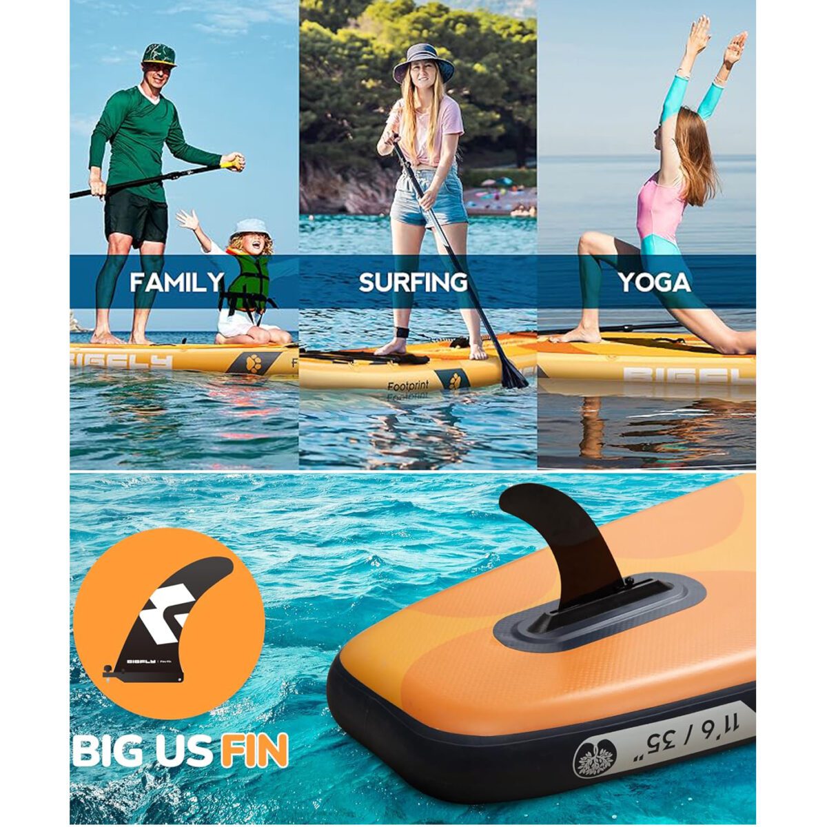 BIGFLY FOOT PRINT 11'6 INFLATABLE PADDLE BOARD SUP BOARD