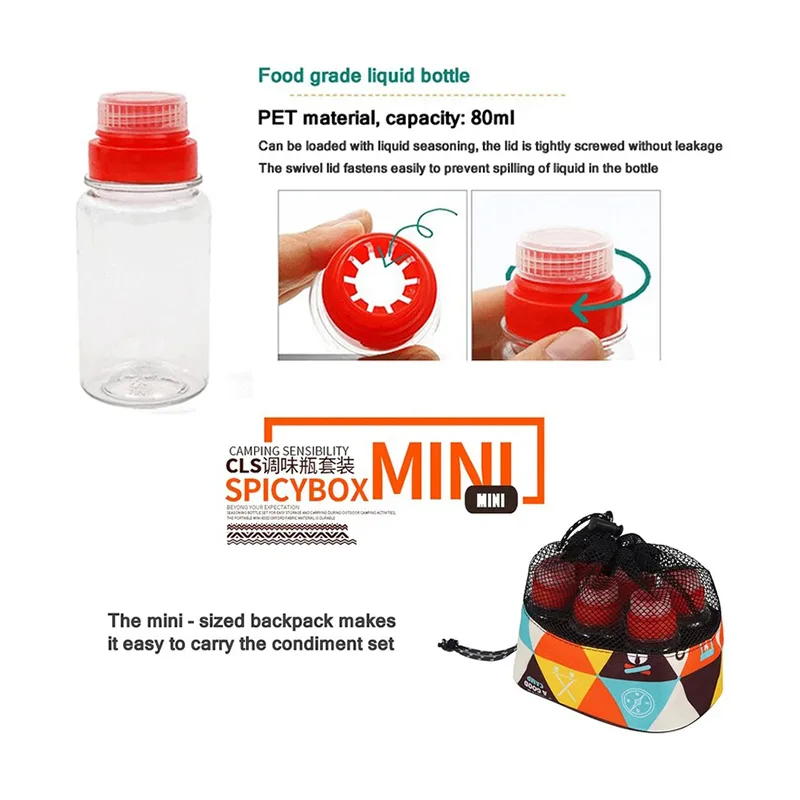 ست ادویه کمپینگ CLS مدل 6 تکه با کیف نیمه مش