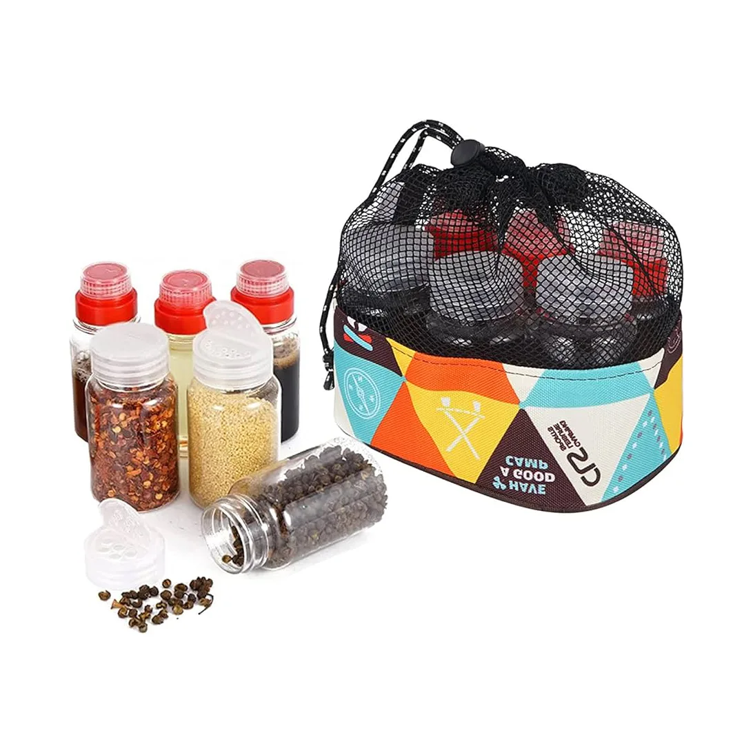 CLS 6-PIECE CAMPING SPICE SET WITH SEMI-MESH CARRYING CASE