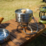 OUTDOOR MOUNTAINEERING 304 STAINLESS STEEL FOLDING HANDLE POT CAMPING