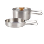 OUTDOOR MOUNTAINEERING 304 STAINLESS STEEL FOLDING HANDLE POT CAMPING