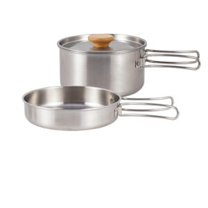 OUTDOOR MOUNTAINEERING 304 STAINLESS STEEL FOLDING HANDLE POT CAMPING