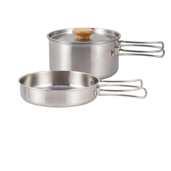 OUTDOOR MOUNTAINEERING 304 STAINLESS STEEL FOLDING HANDLE POT CAMPING