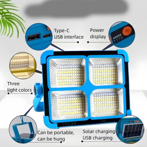 پروژکتور شارژی خورشیدی 200W مدل UXI BL-912