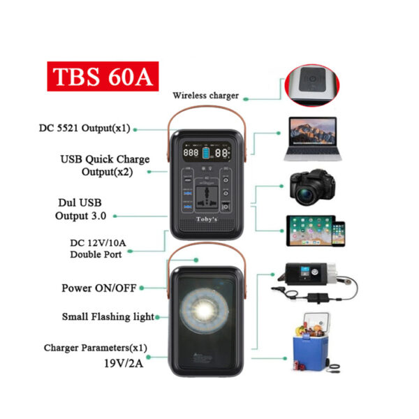 پاور استیشن چندکاره توبیز مدل TBS-60A با اینورتر 300 ولت