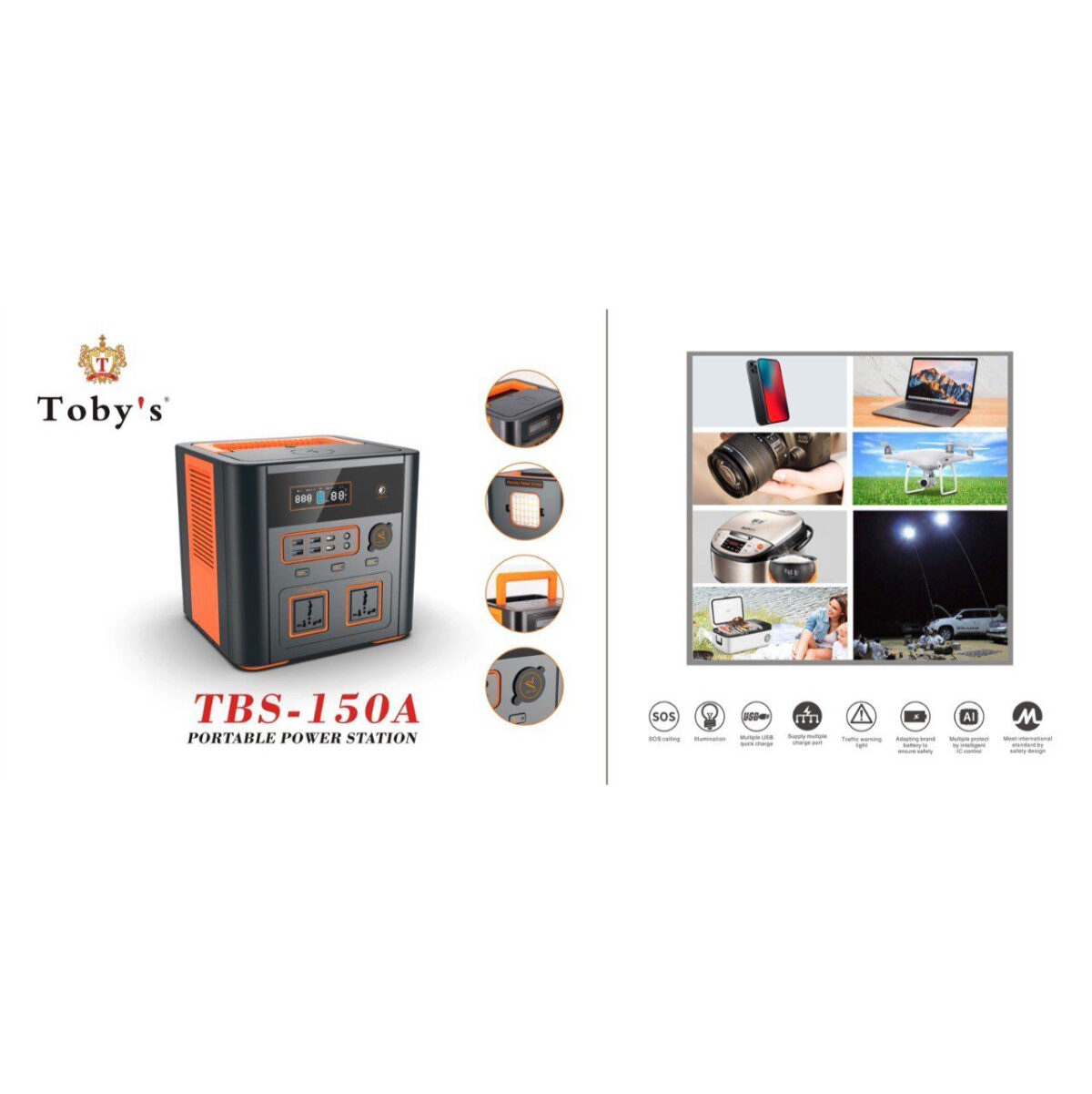 پاور استیشن چندکاره توبیز مدل TBS-150A با ظرفیت 150000 میلی آمپر ساعت