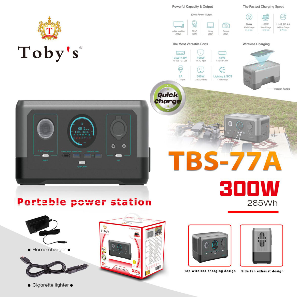 پاور استیشن چندکاره توبیز مدل TBS-77A با ظرفیت 77000 میلی آمپر ساعت